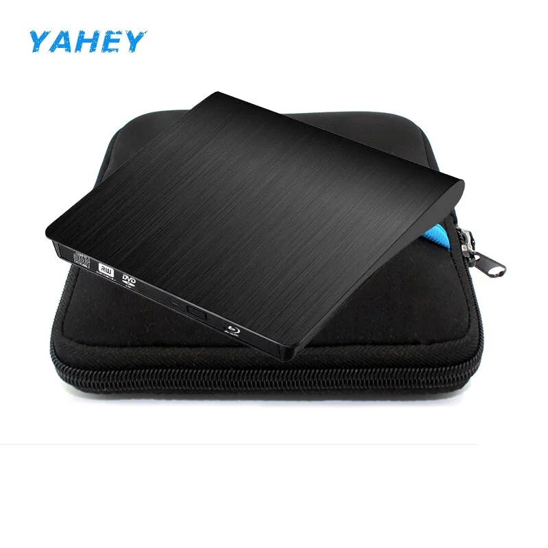 

USB3.0 Blu-ray Player External Optical Drive Bluray BD-ROM DVD RW Burner Writer for Macbook Laptop Computer+Drive case pouch bag