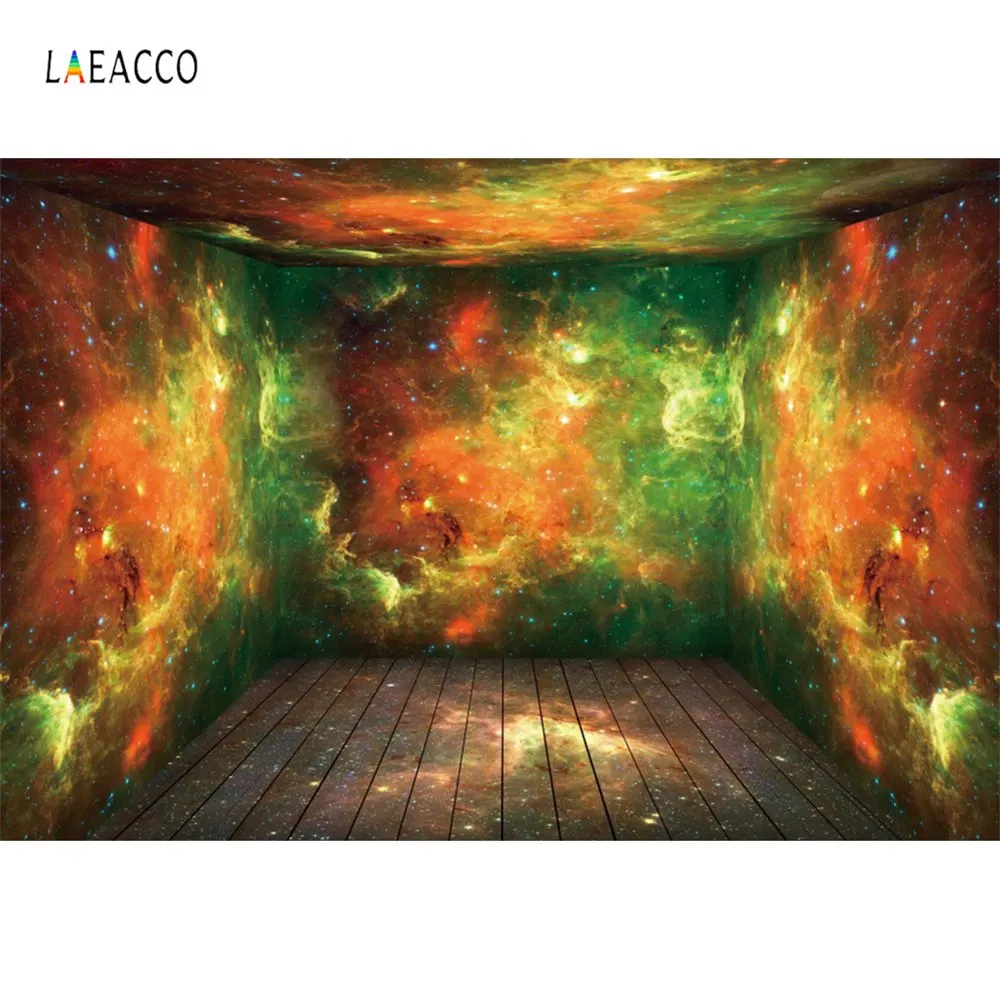 

Photo Backgrounds Starry Science Fiction Fire Wooden Floor Unique 3D Pattern Party Photography Backdrop Photocall Photo Studio