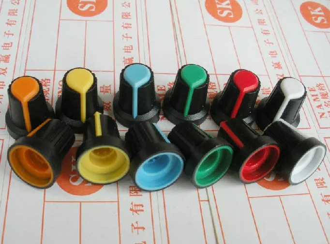 

Free Shipping!!! 100pcs Potentiometer knob 148 mixer amplifier knob (Heart colors) 15'' 17MM