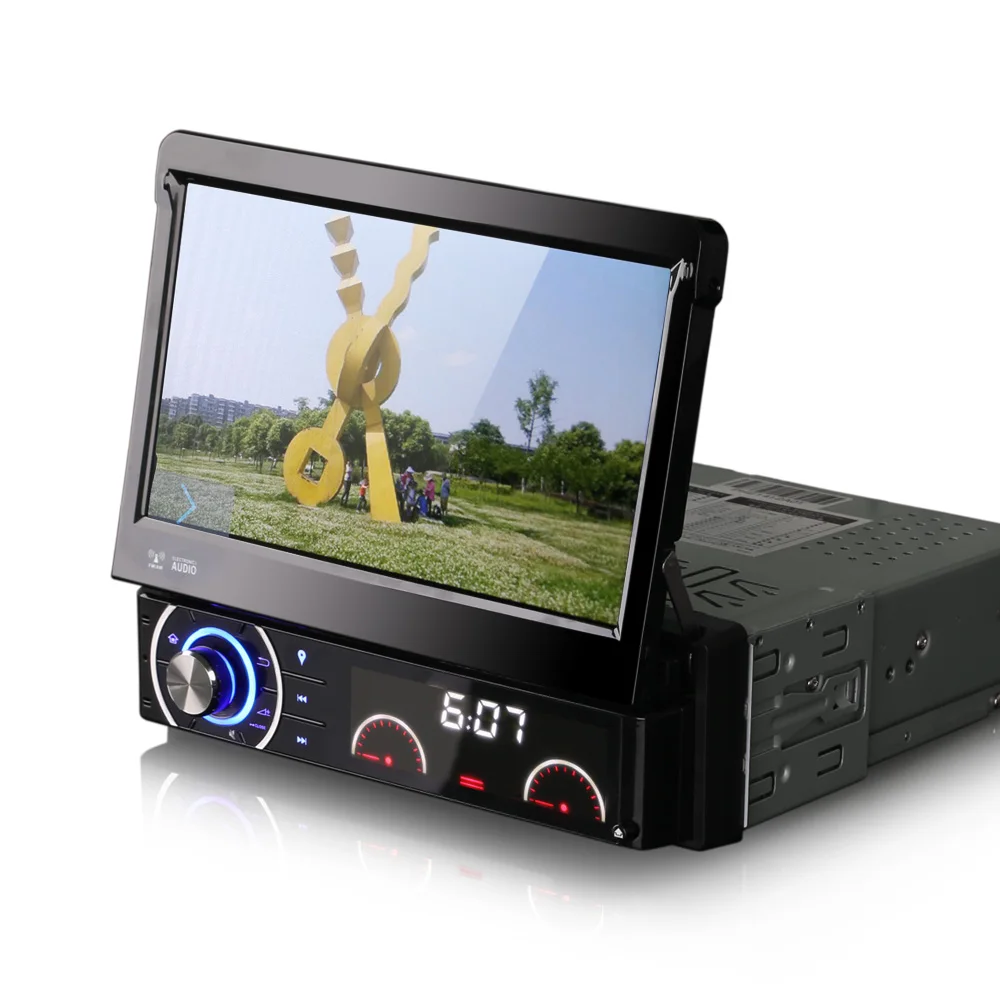Автомобильный DVD проигрыватель 7 дюймовая однодиновая GPS навигация с выдвижным