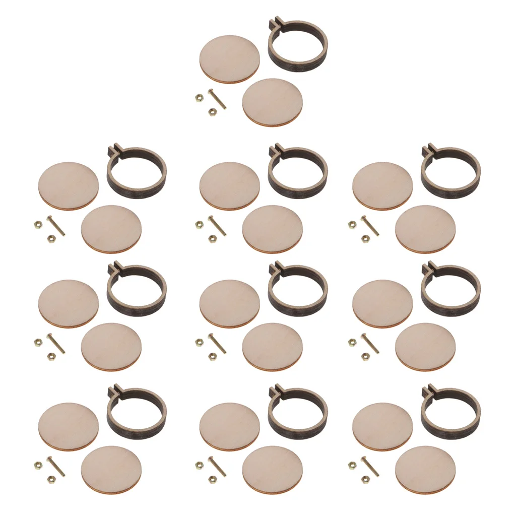 10pcs Mini Wooden Embroidery Hoop Round Cross Stitch Hoop for Cross Stitch DIY Art Craft Accessories