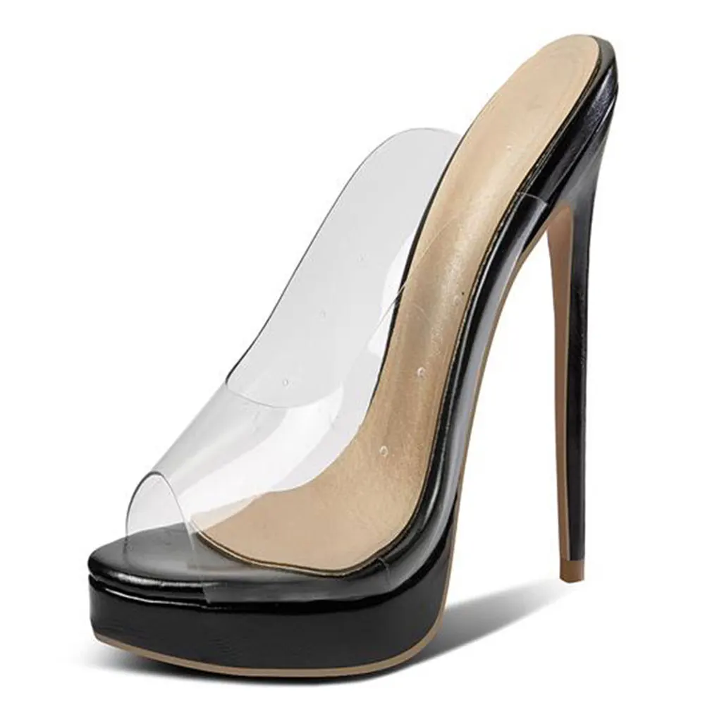 Sgesvier/ г.; модная брендовая женская обувь; пикантные женские босоножки на высоком тонком каблуке с открытым носком из прозрачного ПВХ для свадебной вечеринки; G427 - Цвет: Черный