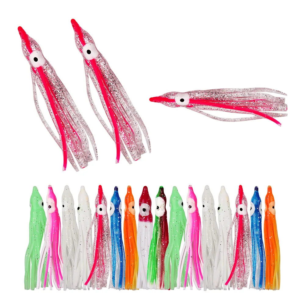 Hyaena 10pcs Soft Lure Squid Skirts 5cm/8cm/9c/10cm Artificial Bait Lures Octopus Wobblers Rubber Tuna Kingfish Sailfish Baits