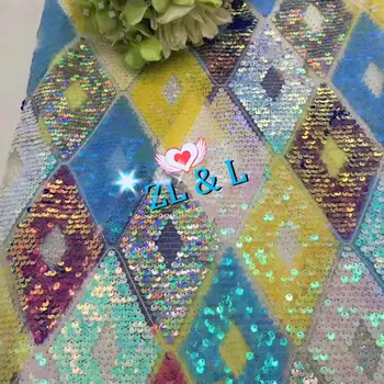 

Best selling all sequins French mesh sequins African style Nigerian lace fabric suitable for evening dress skirt DIY clothing me