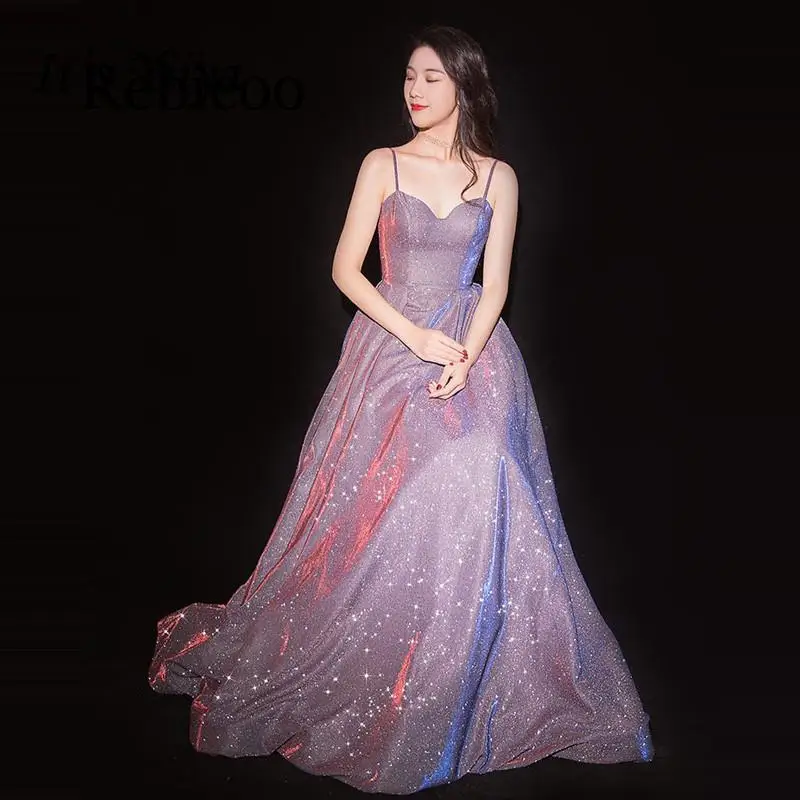 

Rebicoo 2019 new mysterious sexy purple dress strapless beautiful fine flash star dress