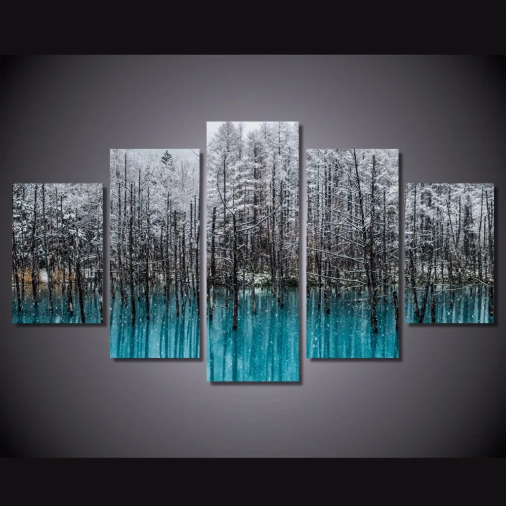 5 Panels Abstract Trees Group Wall Poster Pictures For Living Room Landscape HD Spray On Canvas Home Decorative Modular Painting | Дом и сад