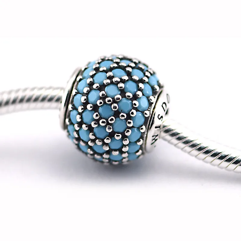 

Authentic 925 Sterling Silver Wisdom Essence Beads With Blue CZ for Jewelry Making Fit Essence Bracelets DIY PES030B