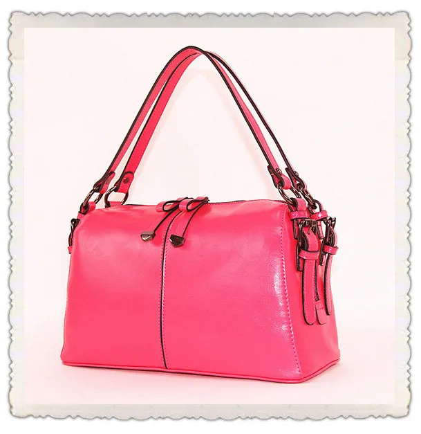 

100% Genuine Leather Handbags New arrival 2015 women Japan and Korean style solid boston shoulder bags bolsos mujer de marca 5