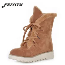 Feiyitu/Новинка года; сезон осень-зима; женские теплые Нескользящие сапоги-трубы на шнуровке; повседневная обувь на плоской подошве; Цвет черный, розовый