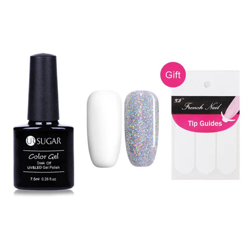 

UR SUGAR 2 Bottles Holographic Glitter Gel Nail Gel Colorful Super Shine Shimmer Manicure Soak Off UV Gel Polish