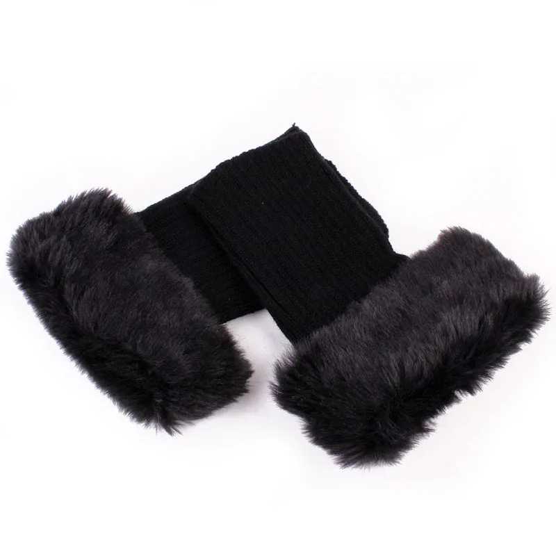 Womens Knitted Boot Cuffs Fur Knit Warm Leg Warmers Boot Socks Legs Warmers Shoes Set