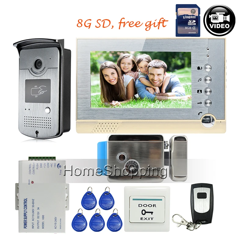FREE SHIPPING BRAND 7 Home Color Video font b Door b font phone Intercom System recording