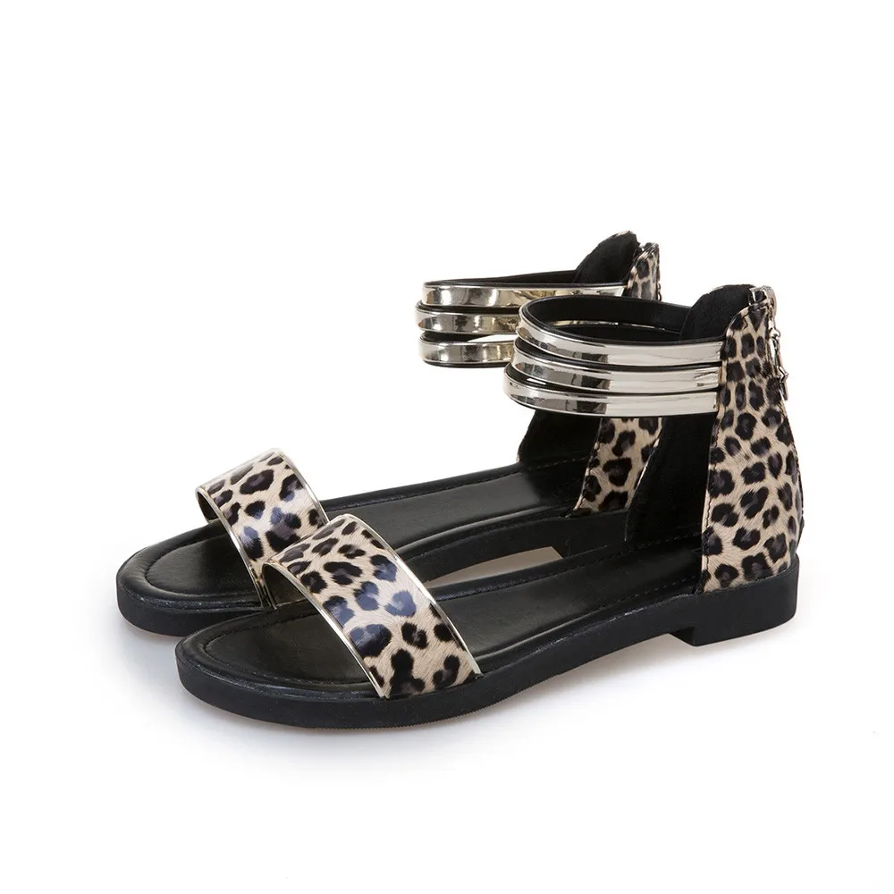 Aliexpress.com : Buy 2018 Women's Summer Leopard Sandals Shoes Peep toe Low Shoes Roman Sandals