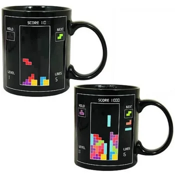 

Free shipping 96pcs/lot Tetris Color Changing Mug Cup Temperature Changing Wholesale