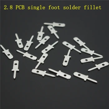 

2.8 single foot long solder tab PCB circuit board cold press terminal brass tin plated