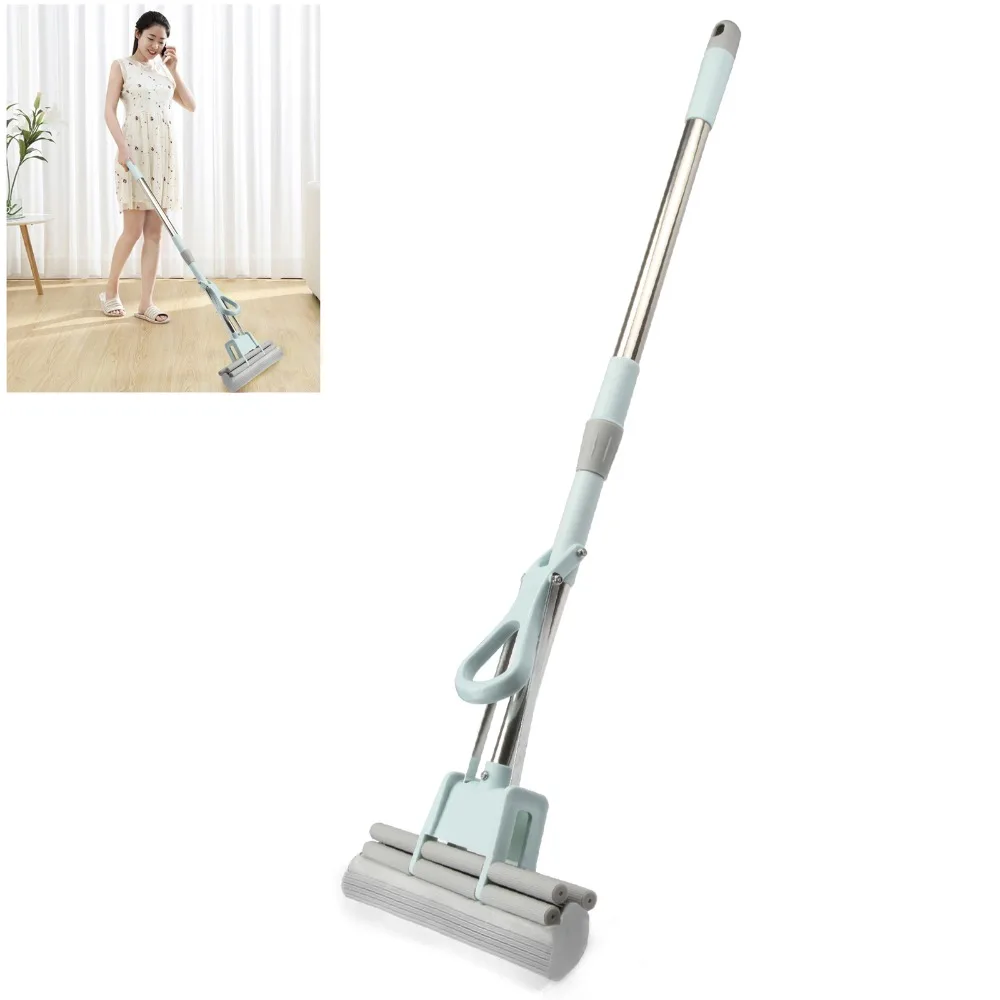 

1 PCS Glue Cotton Mop Head+1pcs Easy to clean mop Stainless SteelTelescopic Handle Absorbent Sponge Mop Home Floor Cleaning Tool