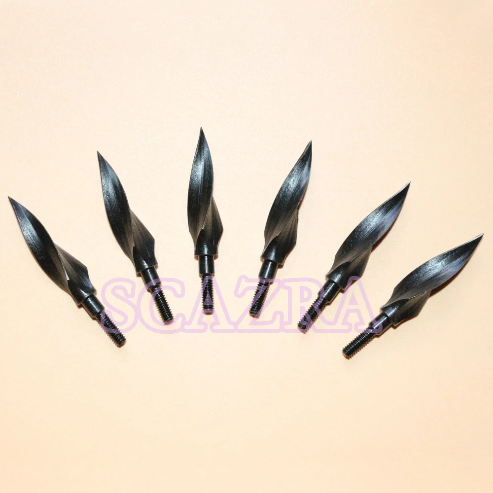 6Pcs Metal Archery Willow Leaf Spiral Hunting Shooting Arrowheads