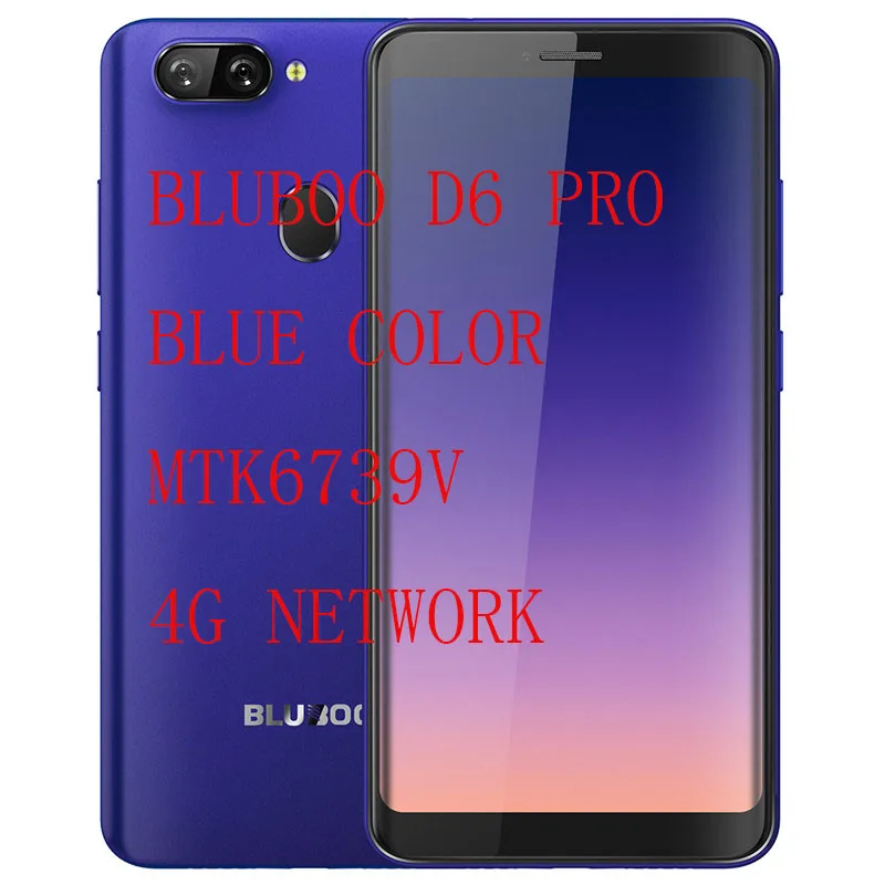 Смартфон Bluboo D6 D6 PRO, Android 8,1, четырехъядерный, 5,5 дюймов, отпечаток пальца, 2 ГБ, 16 ГБ, две sim-карты, аккумулятор 2700 мАч, сотовые телефоны - Цвет: 4GD6PROBLUE