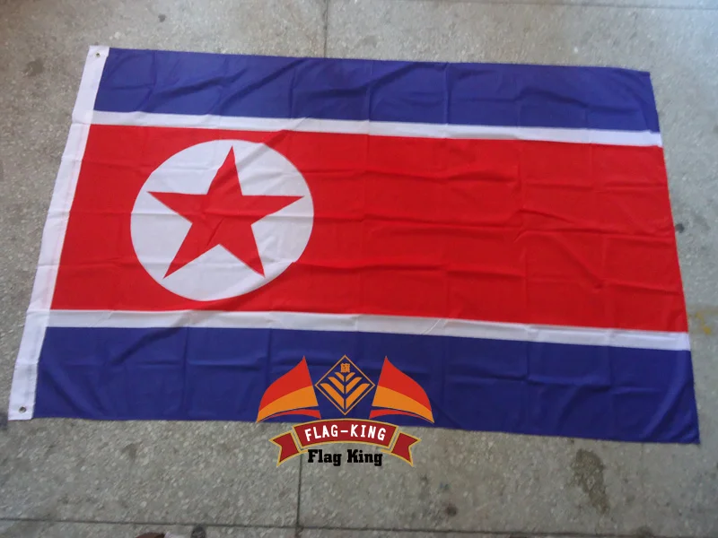 Северная корейский национальный флаг, 120g/m2 трикотажные полиэфирные, 90*150 см, защита от ветра, защита от ультрафиолетовых лучей, цифровая печать, флаг king