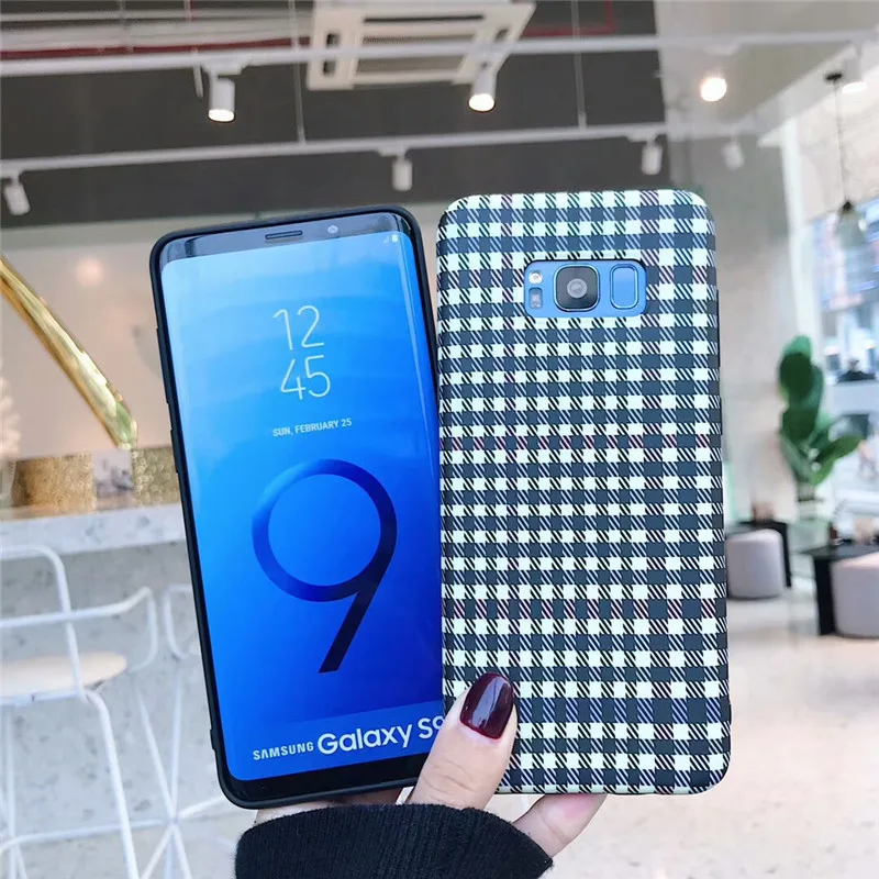 POBLU винтажные клетчатые чехлы для телефонов samsung S8 S9 S10 LITE Plus, Модный мягкий чехол из ТПУ в деловом стиле для Galaxy Note 8/9