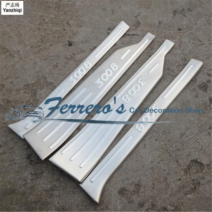 

Free shipping for Peugeot 3008 2008 stainless steel scuff plate inside door sill 4pcs/set high quality