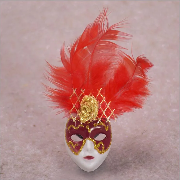 12 x MINI 9cm Venetian Top Hat Feather Mask Fridge Magnet Ornament Craft Favour 