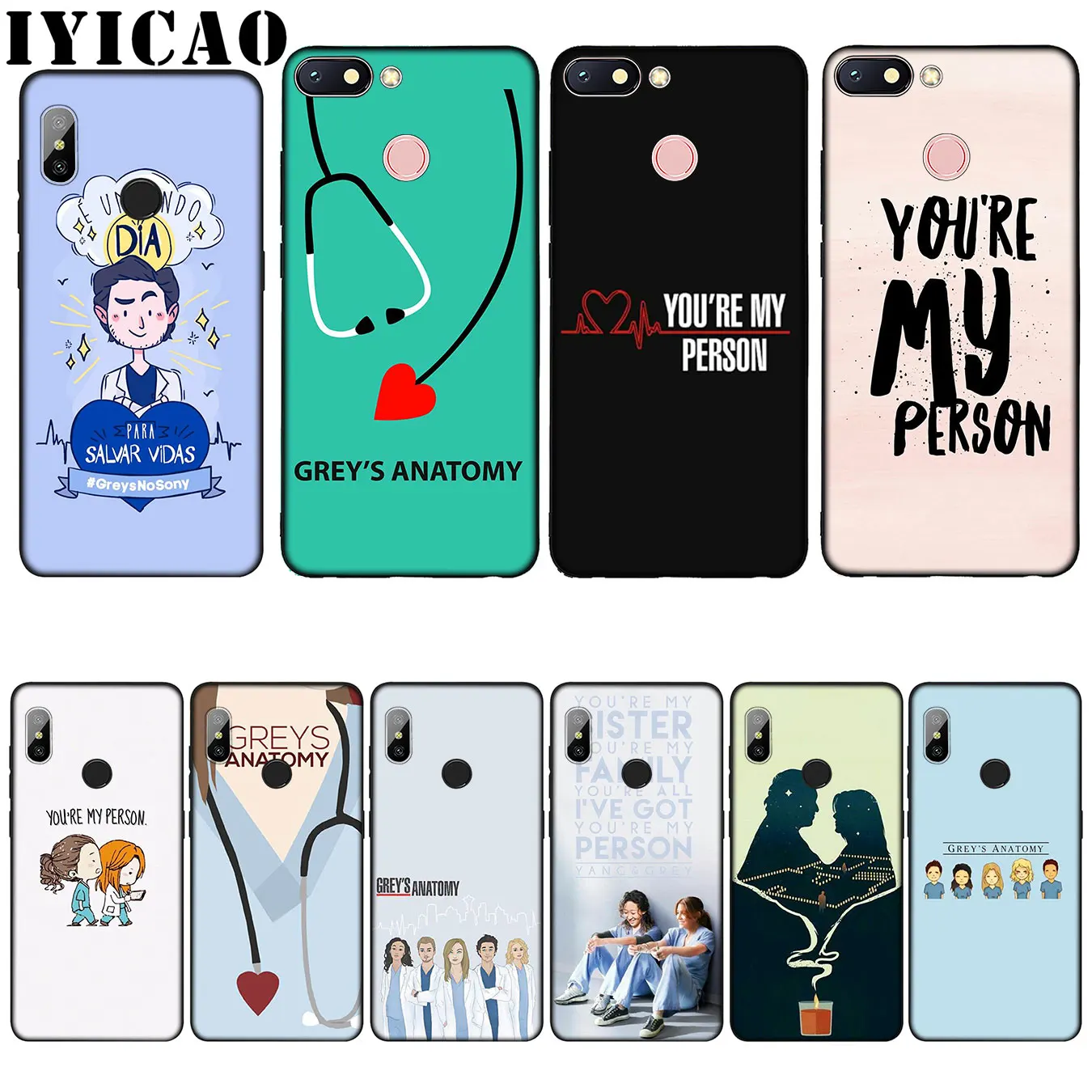 

IYICAO You are My Person Gray Anatomy Silicone Soft Case for Xiaomi Redmi 6A 5A Note 8 7 4 4X 5 Plus 6 Pro Black TPU Cover