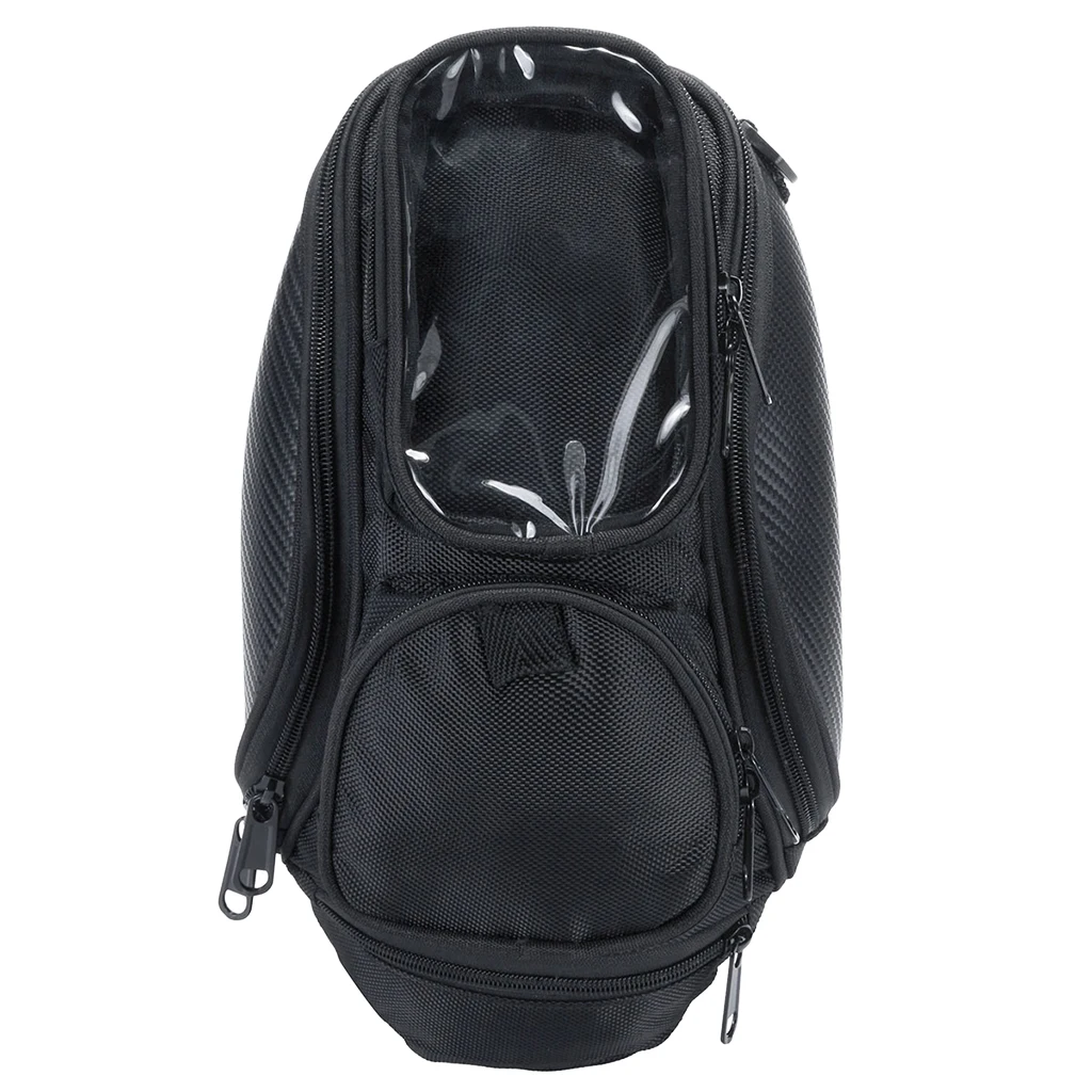 Motorcycle Tank Bag, Water Resistant with Four Magnetic Gas Oil Fuel Tank Bag Black Bigger Window for Short Trip