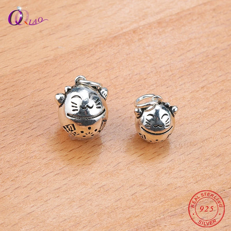 

One piece 925 sterling silver cute Pendant of The Maneki Neko Lucky Cat,Techno Cat,Money Cat,Fortune Cat For Jewelry making