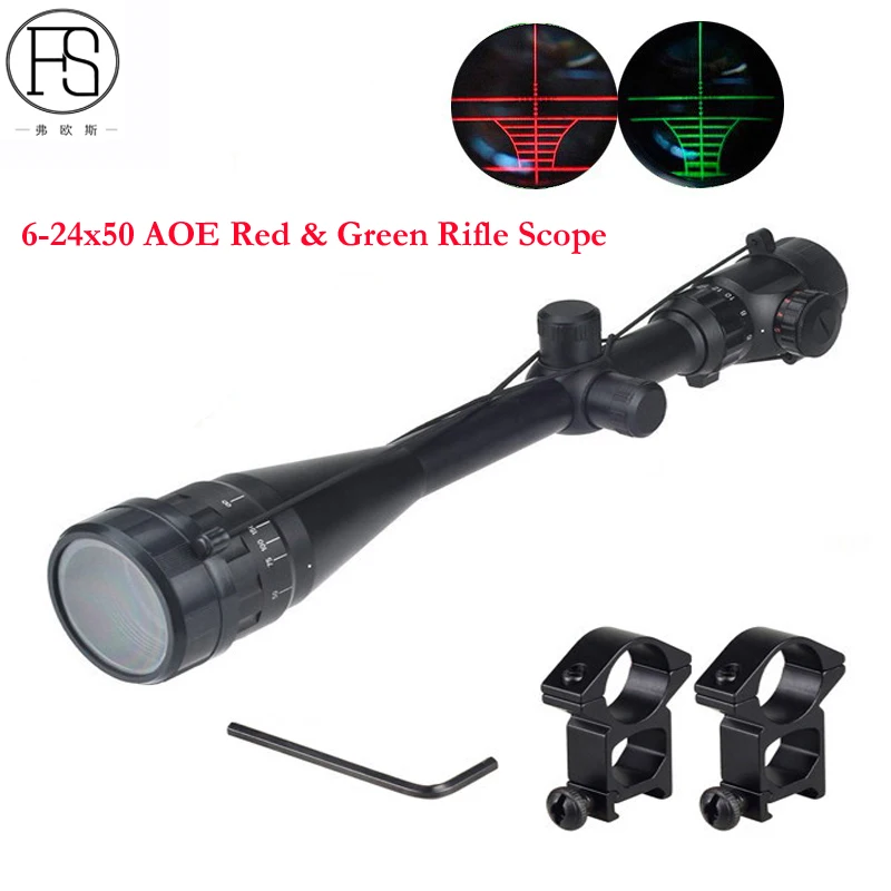 

6-24X50 AOEG Tactical Hunting Optics Rifle Scope Red Green Mil-Dot Illuminated Sight Sniper Scope Airsoft Rifle Sight Scope