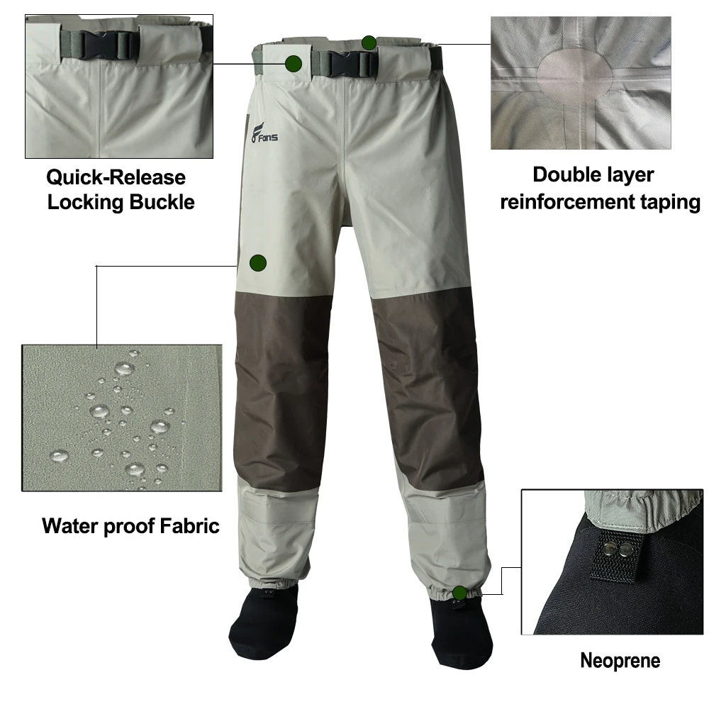 8 Fans Men's Fishing Chest Waders 3-PlyDurable Breathableand