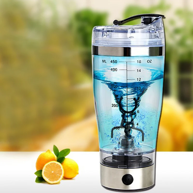 New Stainless Steel Protein Powder Shakes Bottle Leakproof Lid Shaker Water Bottle Auto Stirring