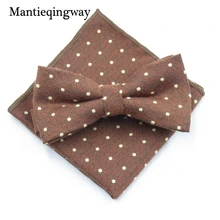 Mantieqingway хлопчатобумажный галстук-бабочка комплекты носовых платков для мужских свадебных галстуков в горошек с принтом тощих галстуки-бабочки тонкий Hanky набор галстук