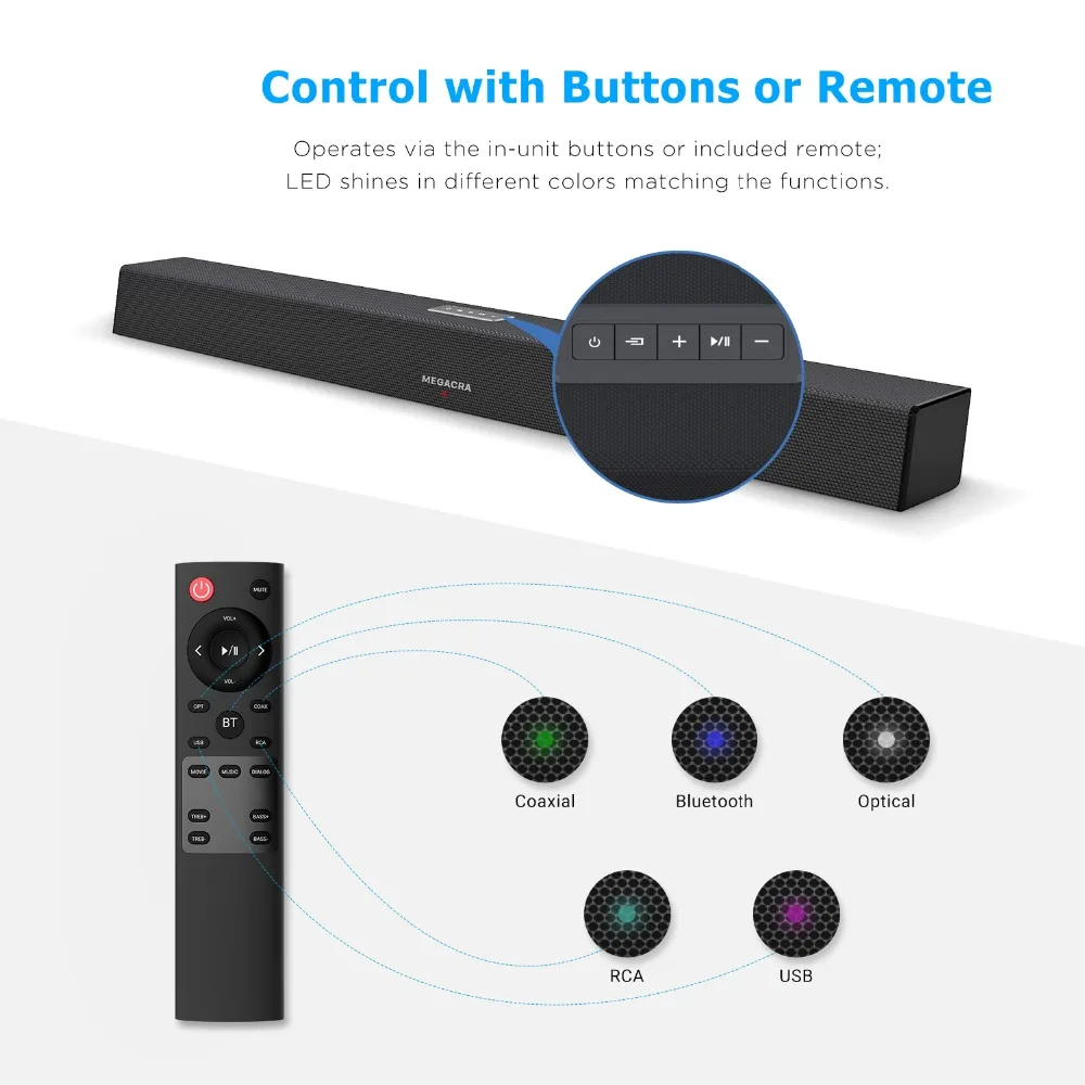 120W Home Theater Sound System Soundbar TV Bluetooth Speaker Support Optical AUX Coaxial Sound Bar Subwoofer Speakers For PC TV