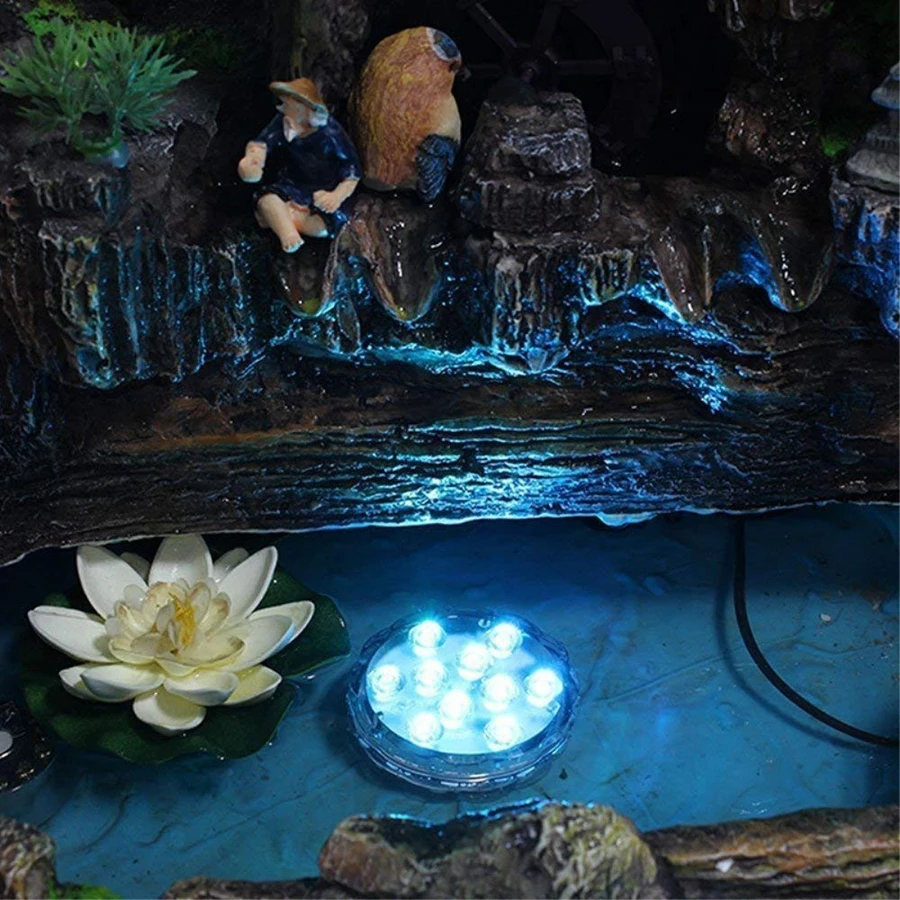 10-светодиодный RGB подводные огни, многоцветный подводный свет с 24 клавишами пульта дистанционного управления для вазы основание, Цветочный, аквариум, пруд