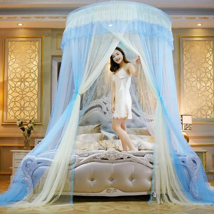 Круглая кружевная занавеска купол Принцесса Королева навес москитные сетки высокой плотности принцесса кровать сетки E2S