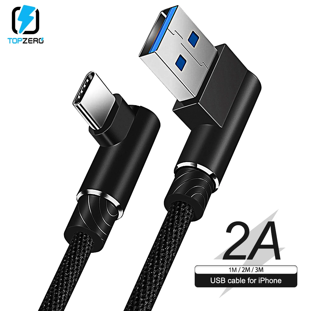 Кабель USB Type C для быстрой зарядки Samsung Xiaomi Huawei кабель типа 90 градусов 3 м мобильный