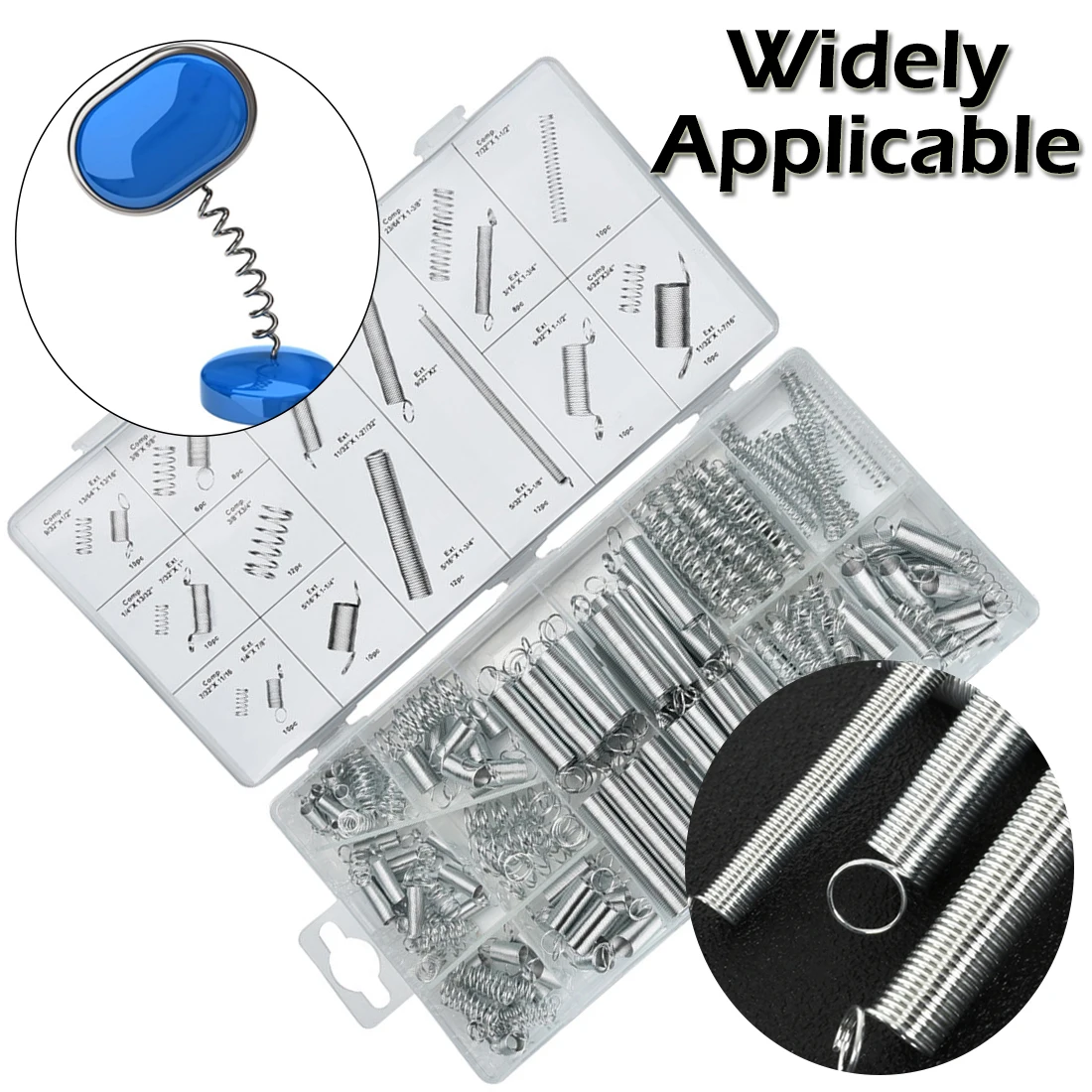 

Hot Electrical Hardware Drum Extension 200Pcs Tension Springs Pressure Suit Assorted Steel Spring Metal Assortment Hardware Kit