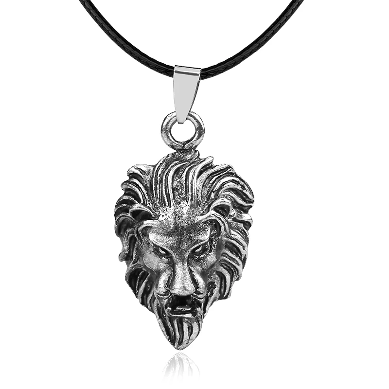 

Steampunk Vintage Lion Head Pendant Punk Animal Cool Male Leather Chain Necklace Men Gifts Jewelry Colar Dropshipping