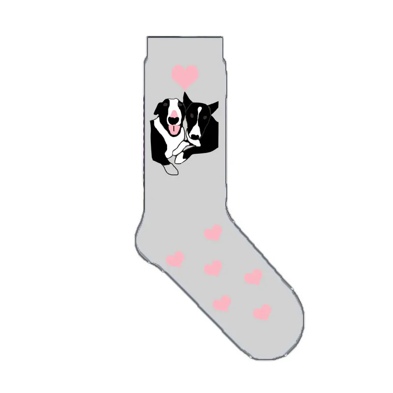 Короткие носки с сердечками, носки с изображением Бультерьера, новинка, подарок на день Святого Валентина, подарок с надписью «I love you» для собаки, милый подарок на день матери, 50 пар - Цвет: Серый