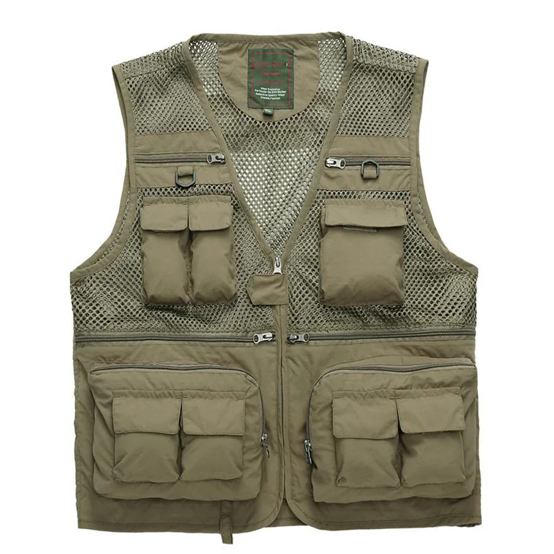 Khaki Открытый Летний Тактический рыболовный жилет куртки мужские сафари куртка Мульти Карманы Путешествия без рукавов куртки S-7XL размера плюс, ZA561 - Цвет: Khaki