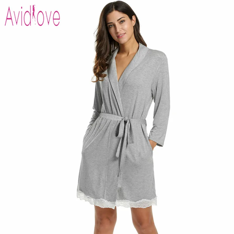 Avidlove хлопковое кимоно банный халат женский сексуальный длинный осеннее платье с