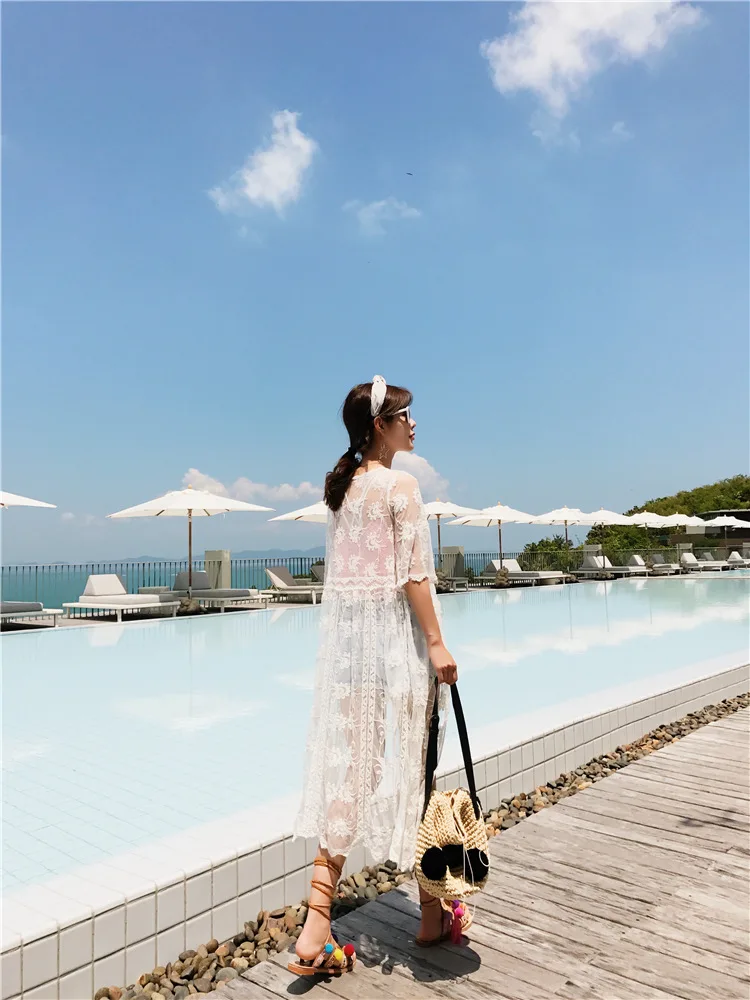 Boho кардиган на шнуровке топы лето 2020 женское шифоновое кимоно белое длинное