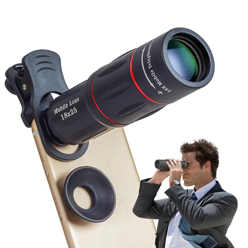 

1000m 18X Zoom Telescope Mobile Phone Lens 2 in 1 Universal Clips Telefon Camera Lens with Tripod for iPhone for Samsung