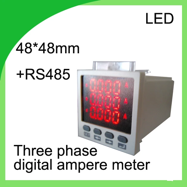 three phase digital ampere meter LED current meter 48*48 ammeter with