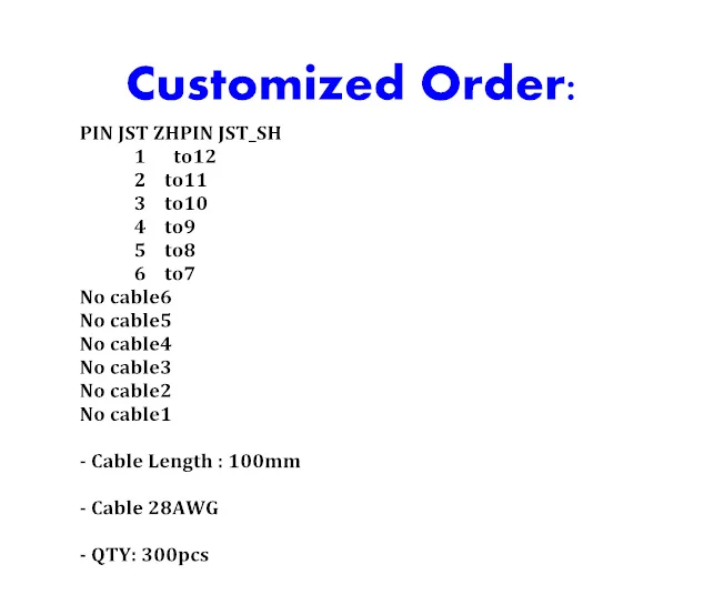 

Cusomizer заказ JST 28awg 100 мм соединительный кабель 300 шт./лот