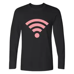Полный сигнал Бесплатный Wi-Fi футболка с длинным рукавом для Для мужчин модная черная хлопковая футболка плюс Размеры 4XL Футболка Для мужчин