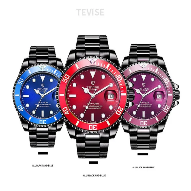 Tevise автоматические механические часы Для мужчин Relogio automatico masculino