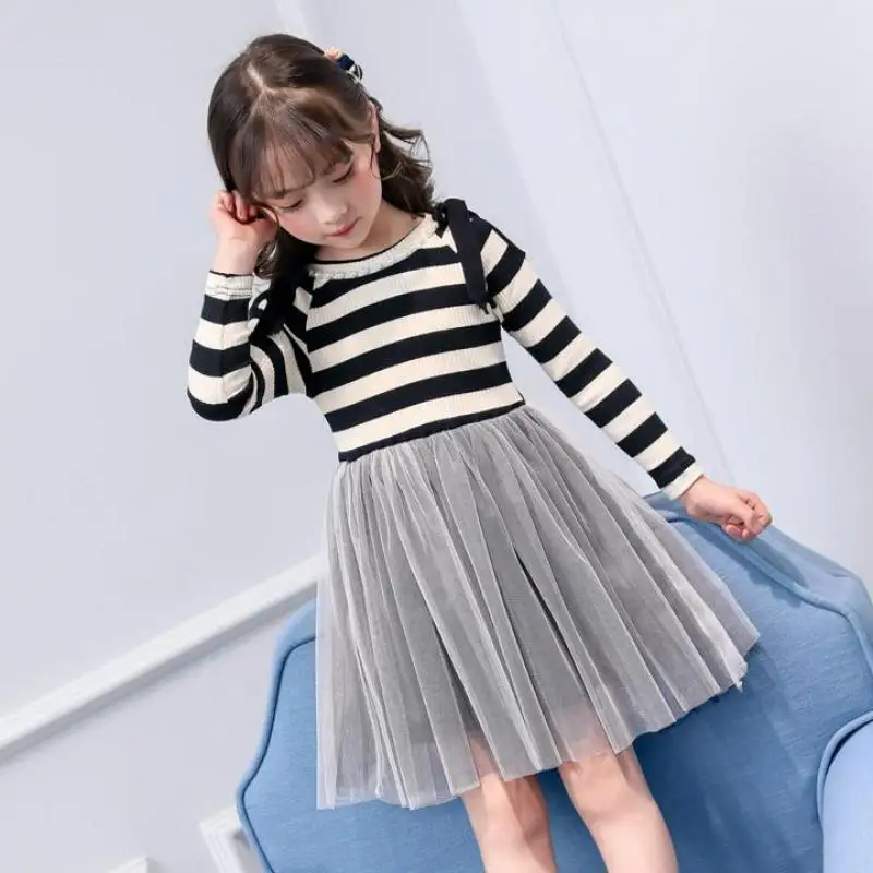 

Teenage Girls Dress Elegant 2020 Children Girls Stripe Dresses Kids Dresses For Girls Vestidos Infantis Girls Clothes Robe Fille