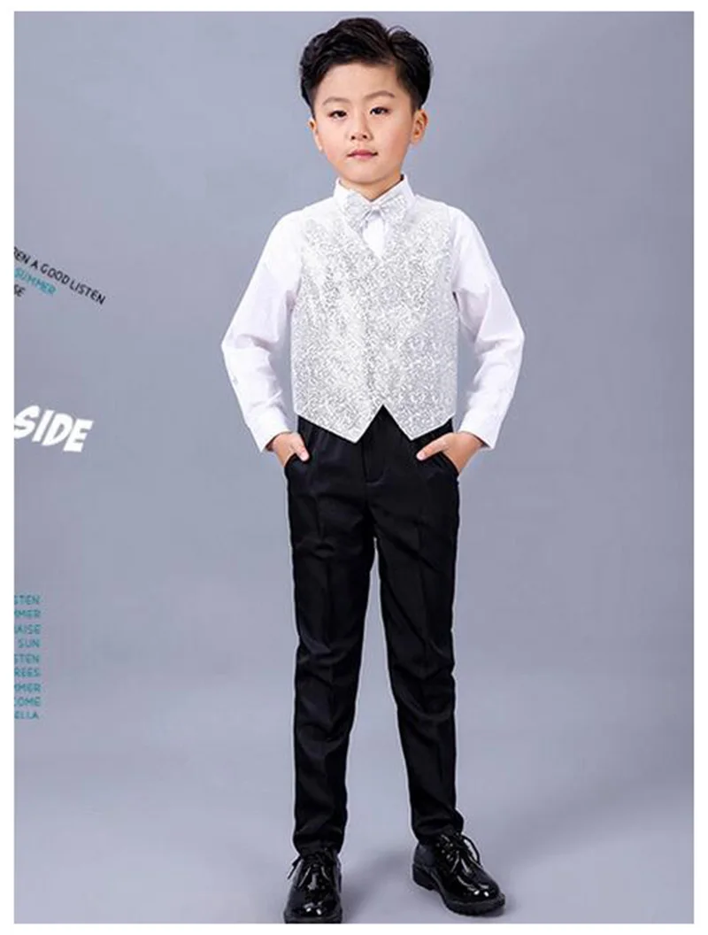 Boys vest set children clothing set boys suits for weddings Prom clothes child piano costume suit for boy waistcoat shirt pants (11)